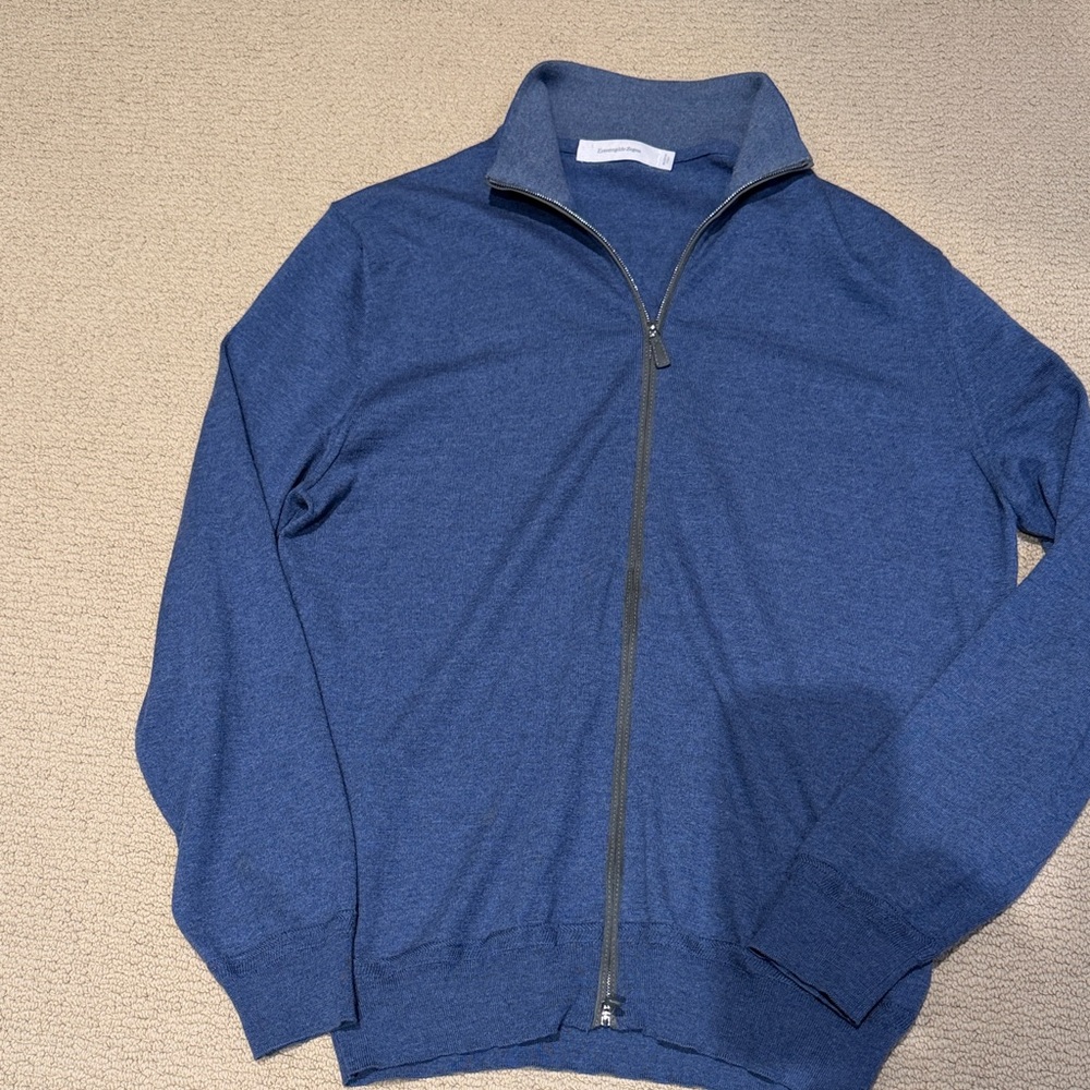 Ermenegildo Zegna Blue Full-Zip Sweater